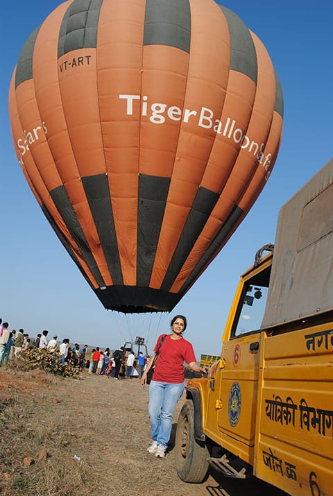 Me standing near our hot air balloon